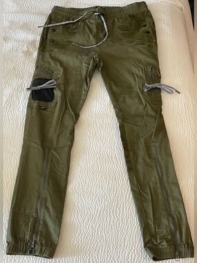 Rare THC Olive Blossom Cargo Pants with Drawcord Waist